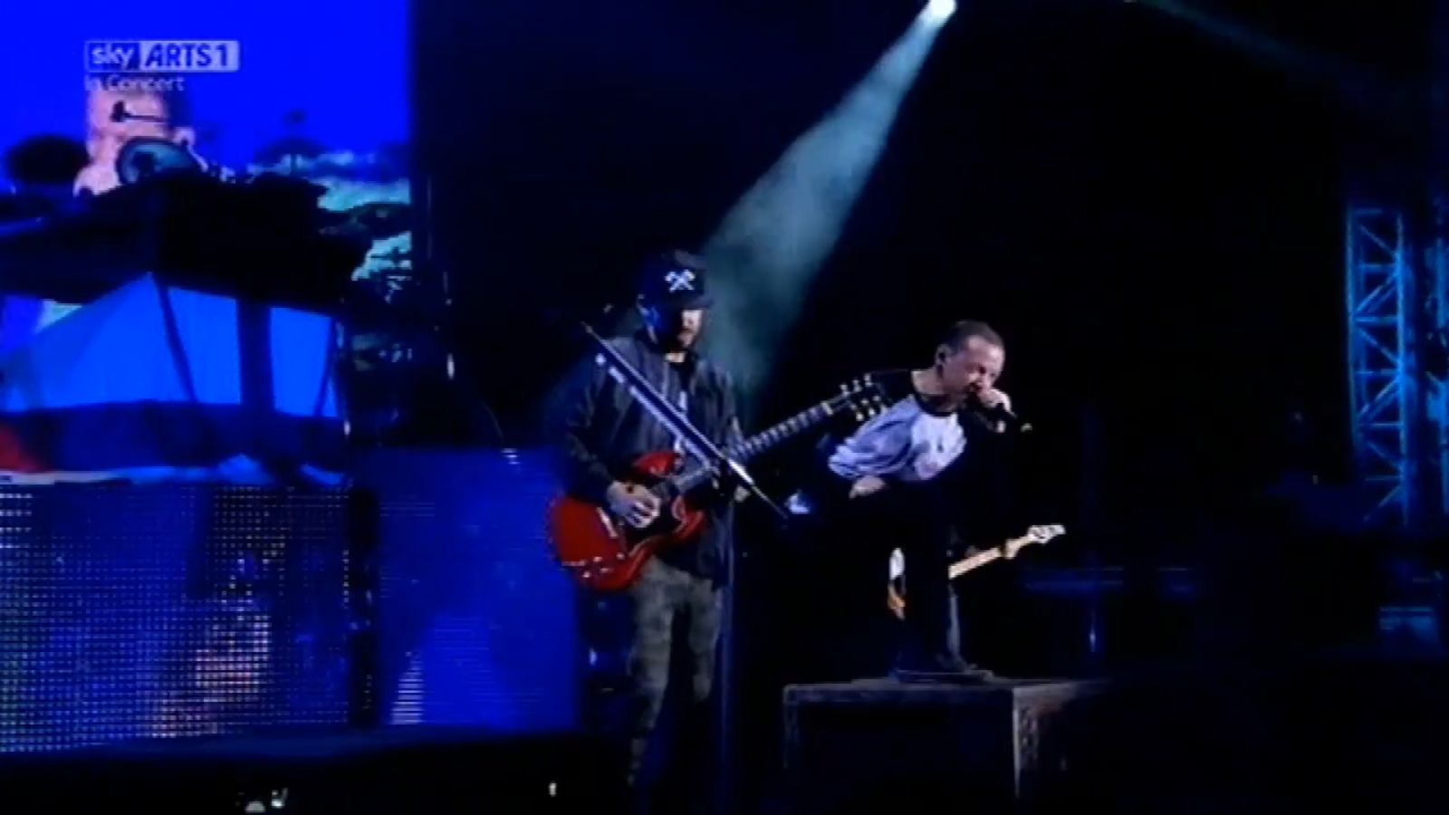 The band performing on the Download festival.